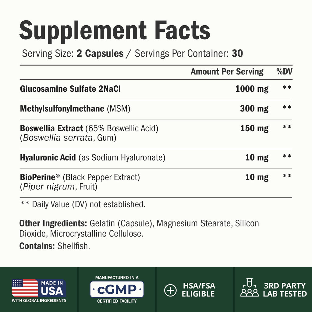 Glucosamine Sulfate 1000mg Joint Supplement 60 Caps G1964