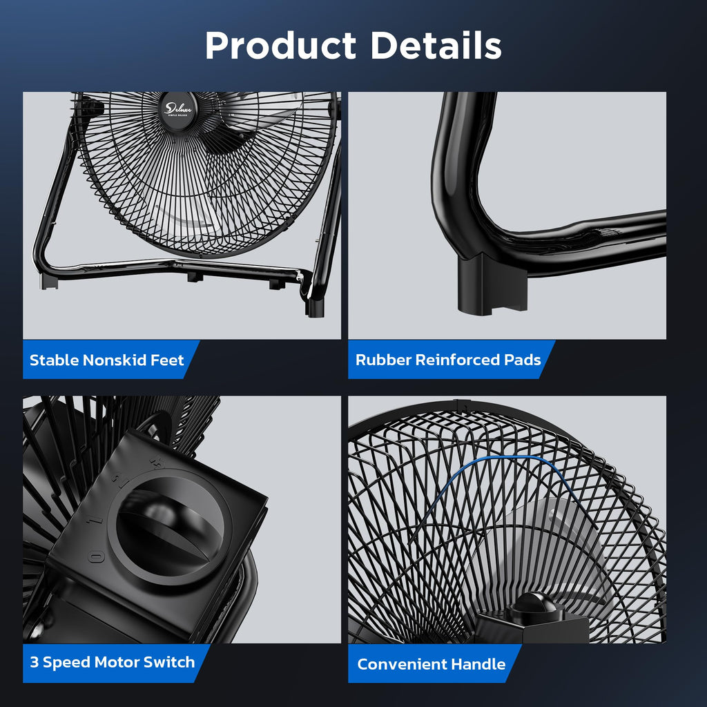 20 Inch 3-Speed High Velocity Metal Floor Fan N478
