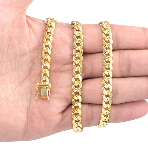 10k Yellow Gold Cuban Link Chain Necklace W263310