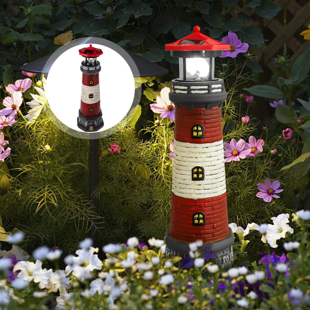 Solar Lighthouse Statue 14.76 Inch O9632
