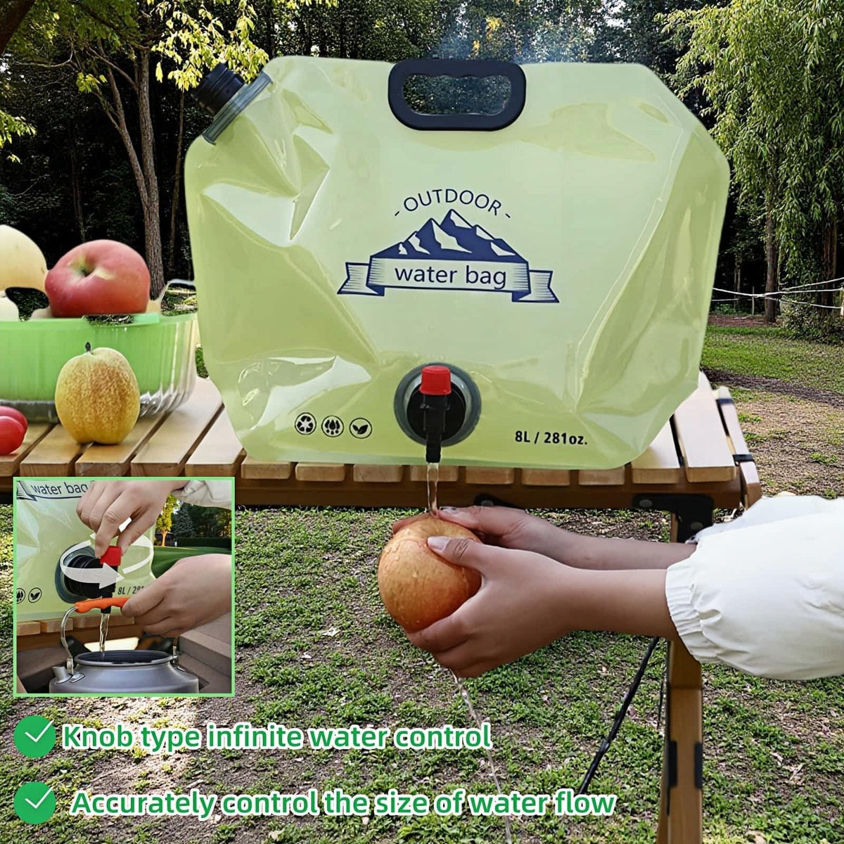 8L Collapsible BPA-Free Water Jug with Adjustable Faucet H10058