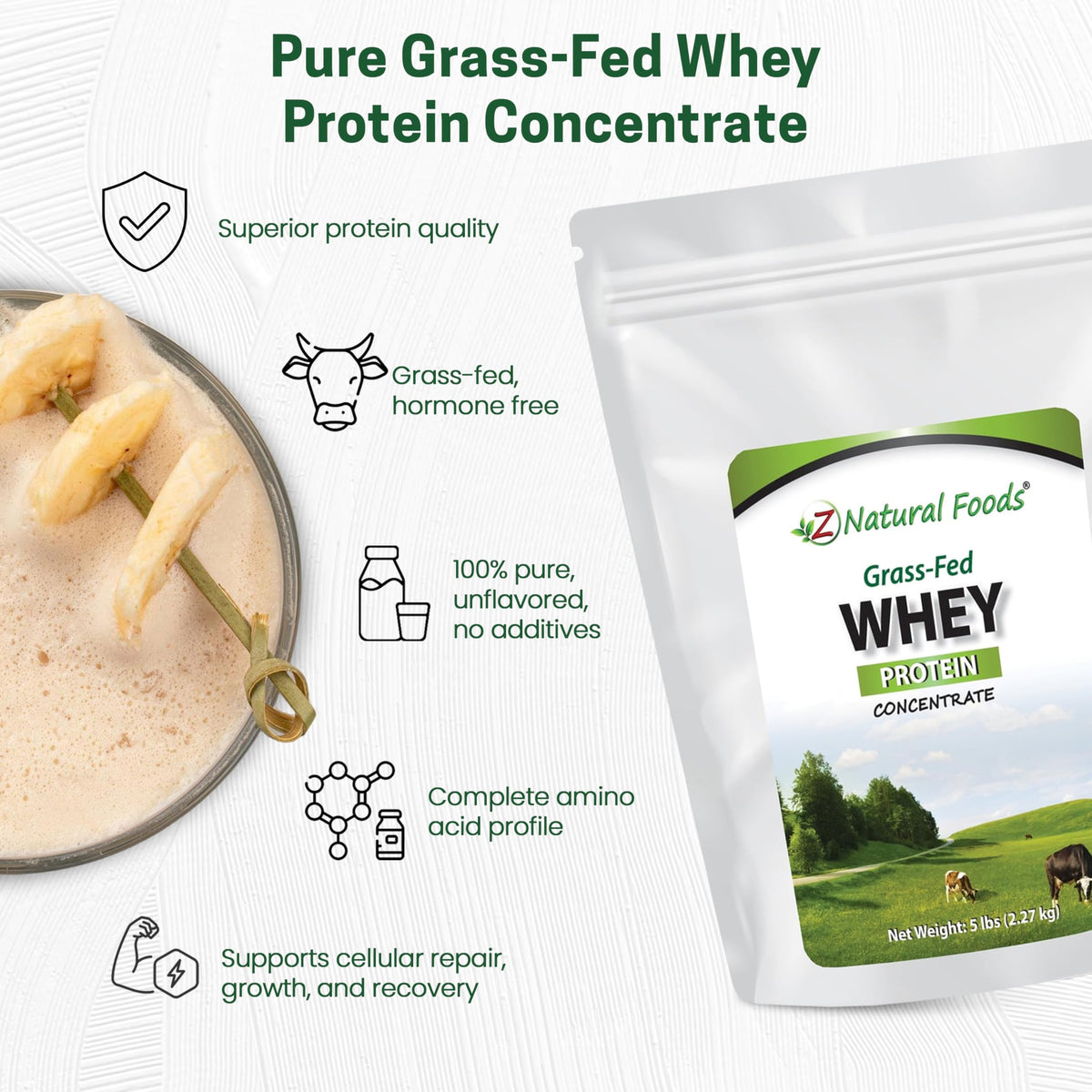 Grass-Fed Whey Protein Concentrate 5 lb Y7436