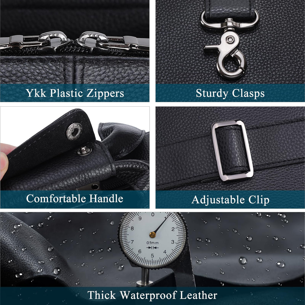 Black Leather 16 Inch Laptop Briefcase Bag R451208