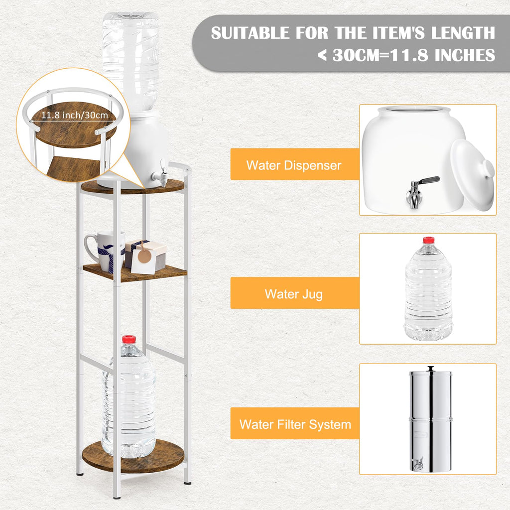 3 Tier Freestanding Water Dispenser Stand with Ceramic Crocks, White Z736