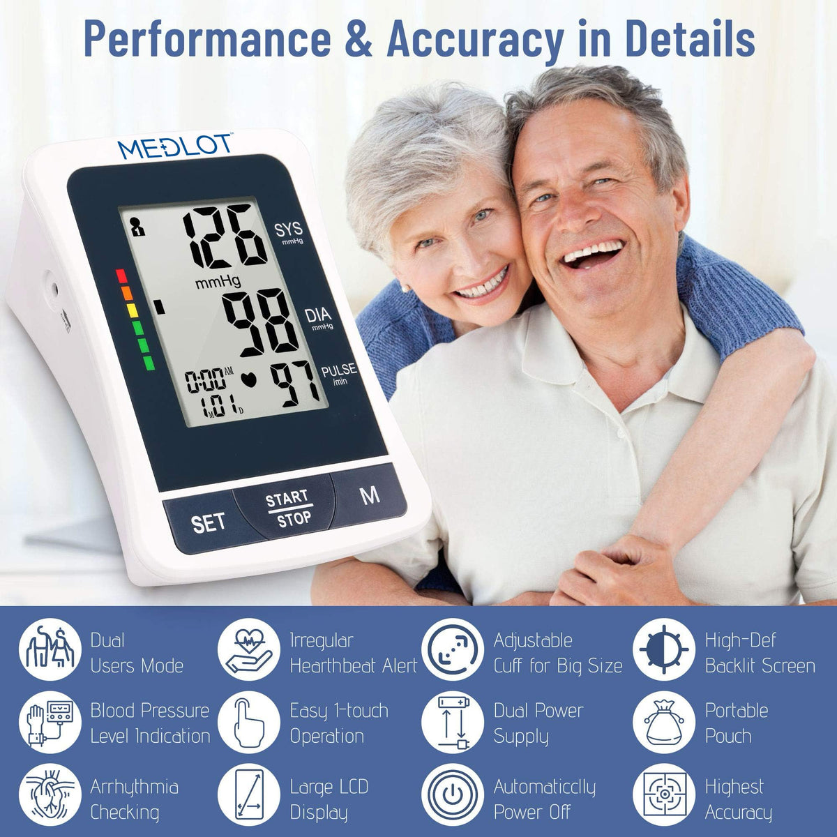 Automatic Upper Arm Blood Pressure Monitor with Large Cuff J838