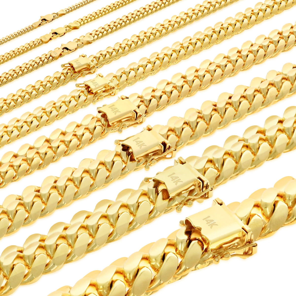 14K Yellow Gold Cuban Link Chain Necklace D463