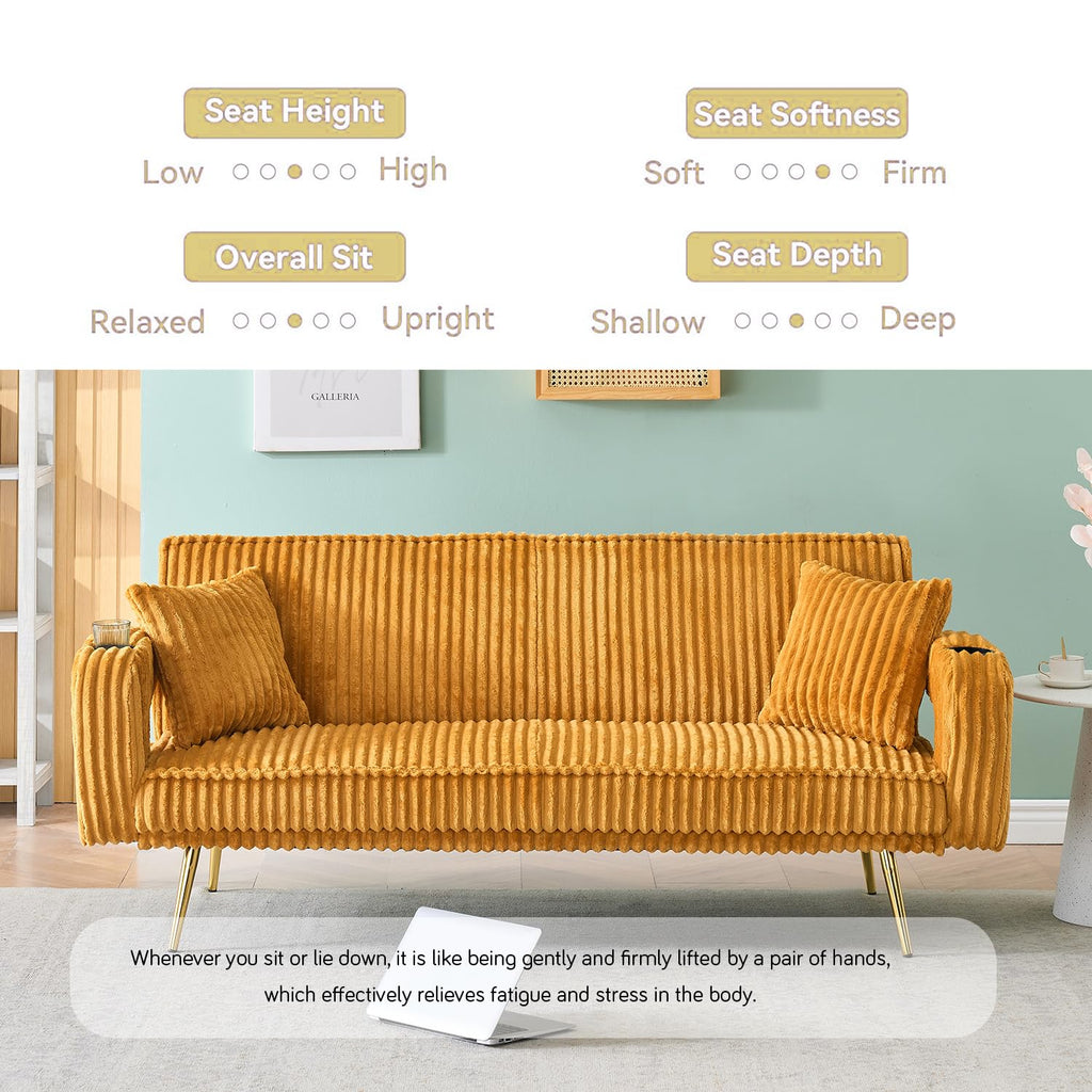 Orange Velvet Convertible Sofa Bed W1423