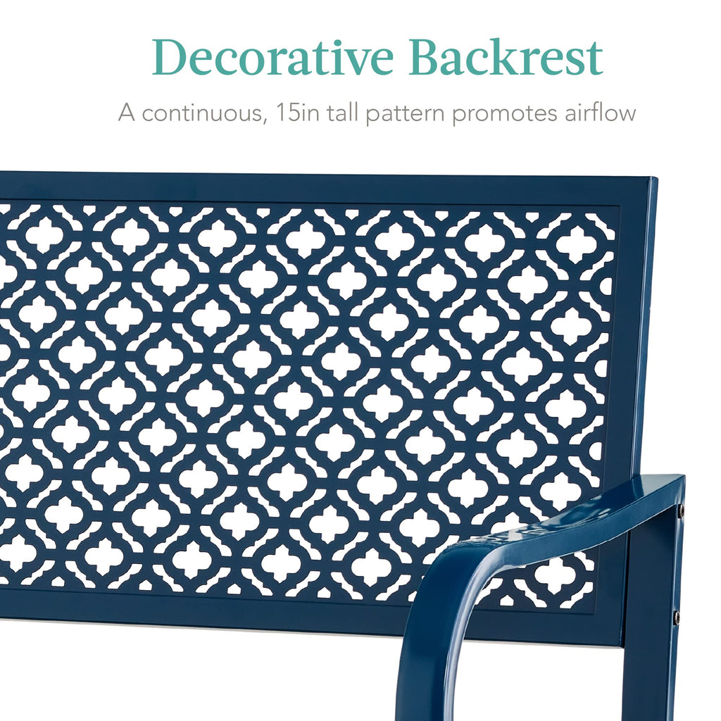 Peacock Blue 2-Person Metal Steel Outdoor Bench M855