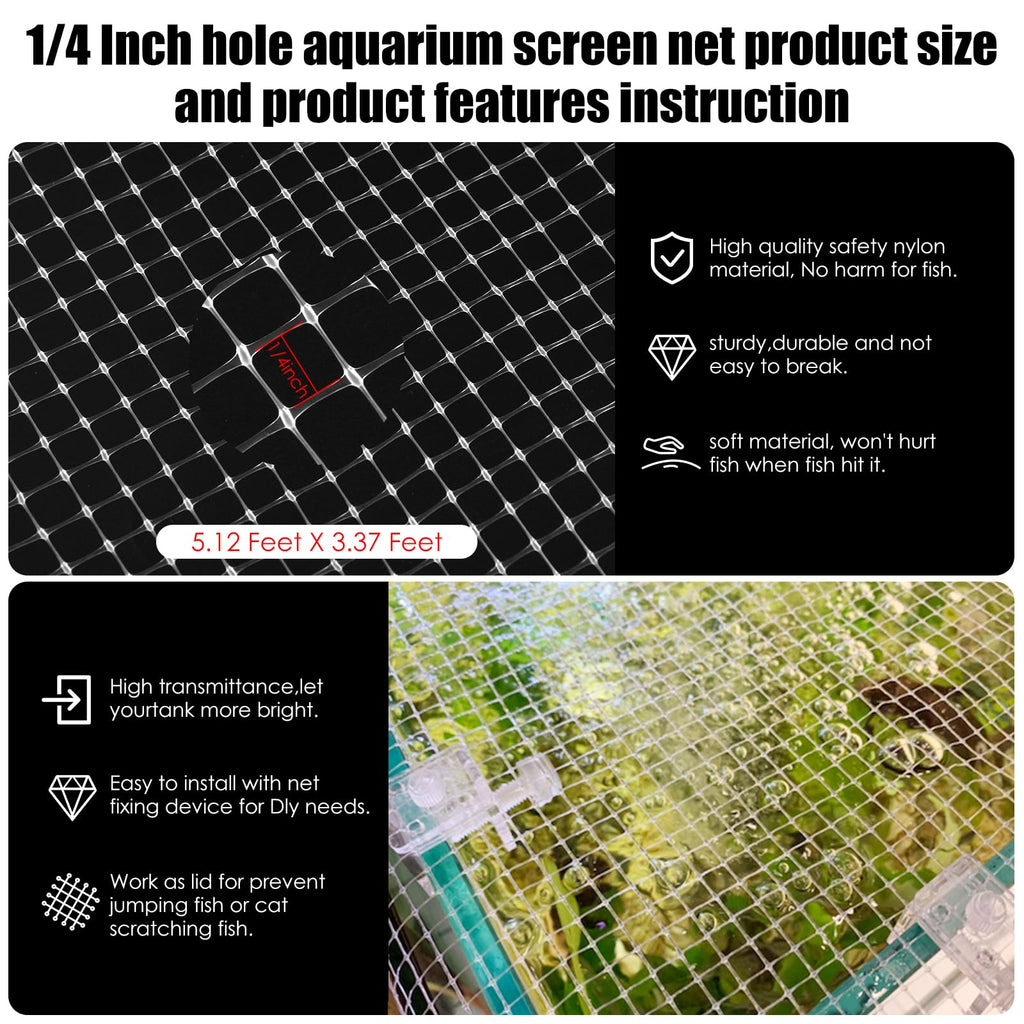 Transparent Mesh Aquarium Lid Cover 5.12 Feet X 3.37 Feet K526858