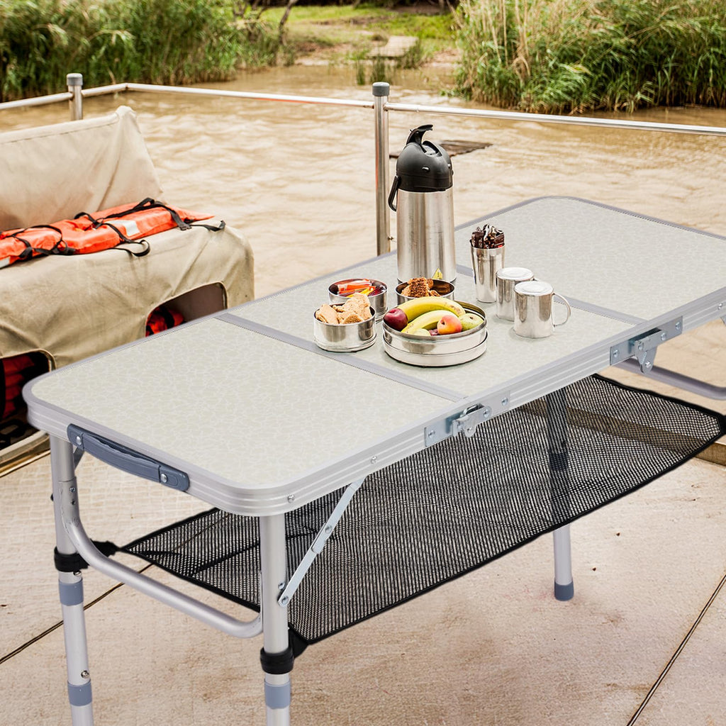3ft Adjustable Height Aluminum Folding Camping Table U717883