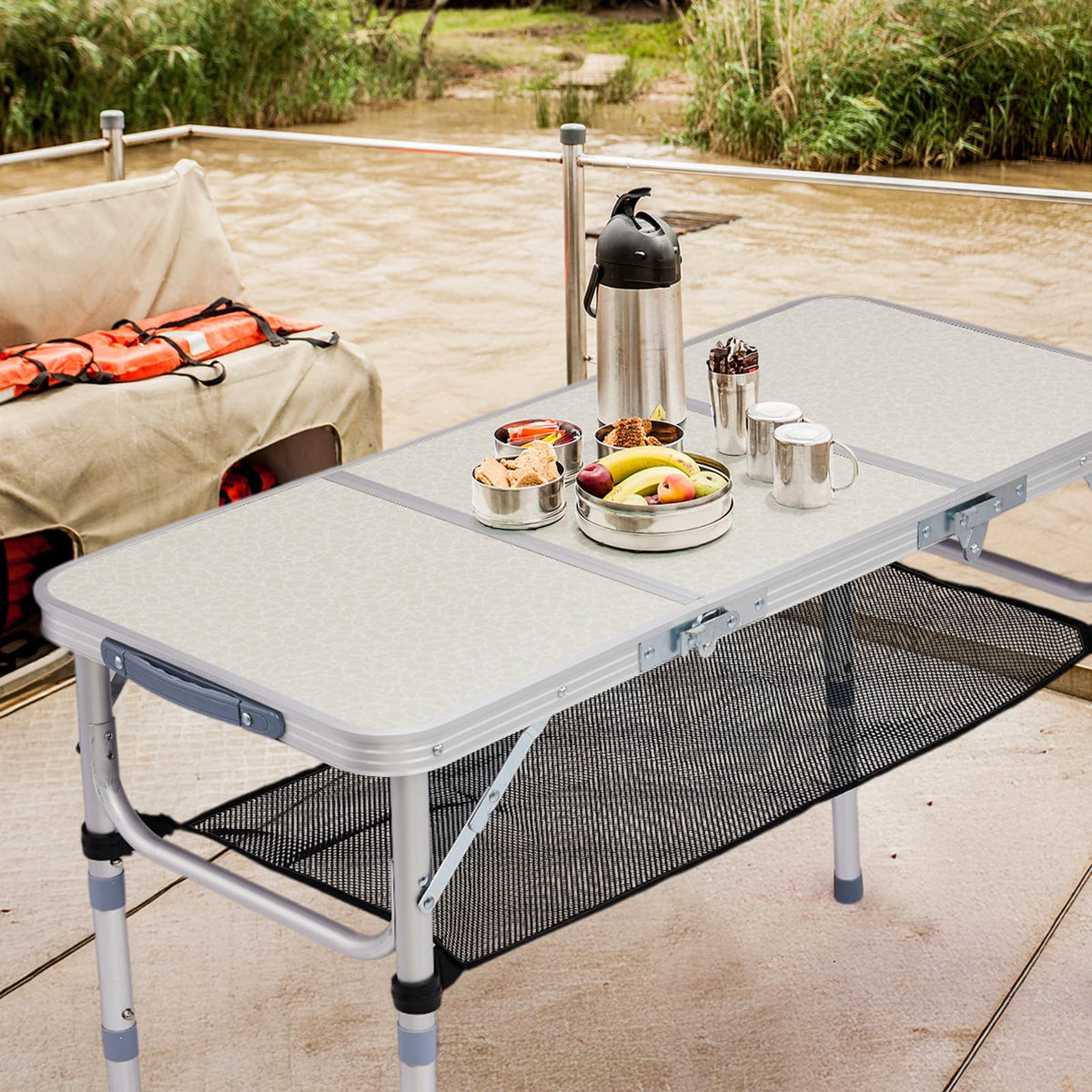 3ft Adjustable Height Aluminum Folding Camping Table U717883