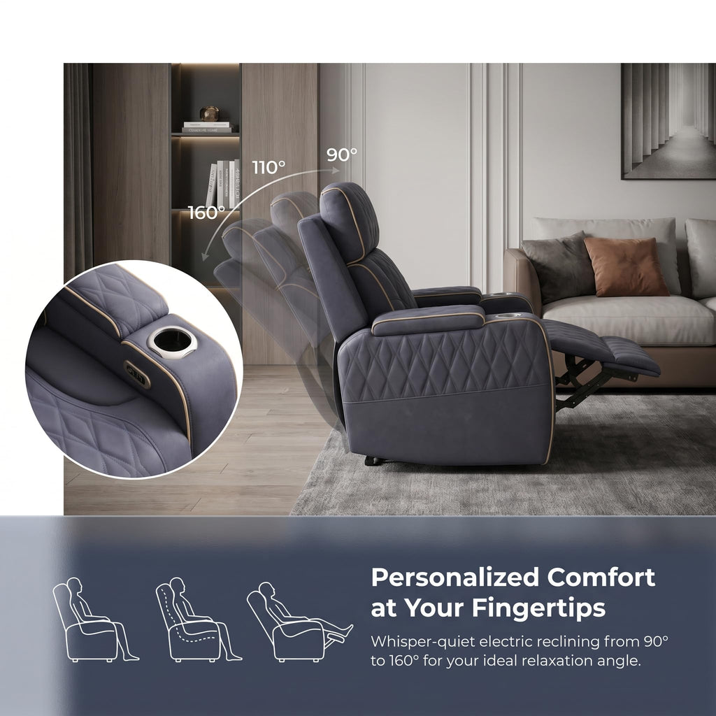 3 Piece Leather Power Recliner Sofa Set with LED Lights P99441