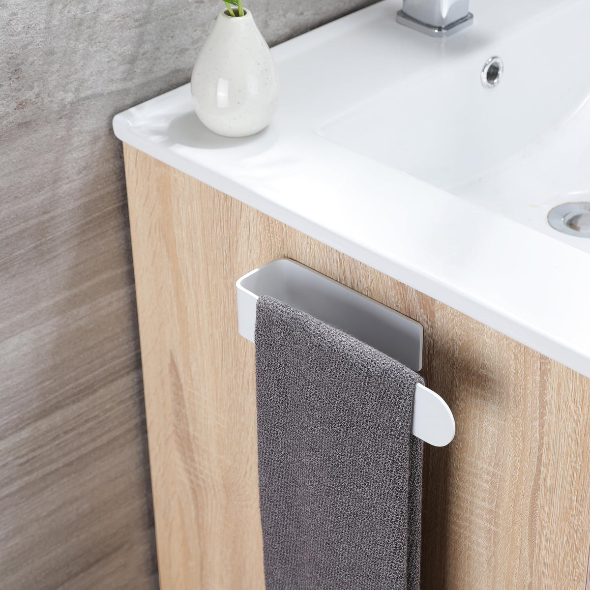 White Adhesive Towel Rack W9163