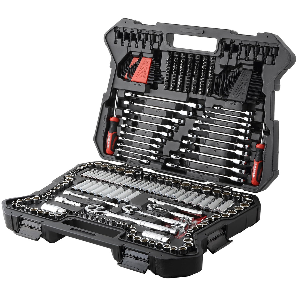 303-Piece Mechanics Tool Set and Socket Set, 1/4", 3/8", 1/2" Drive, SAE/Metric V206