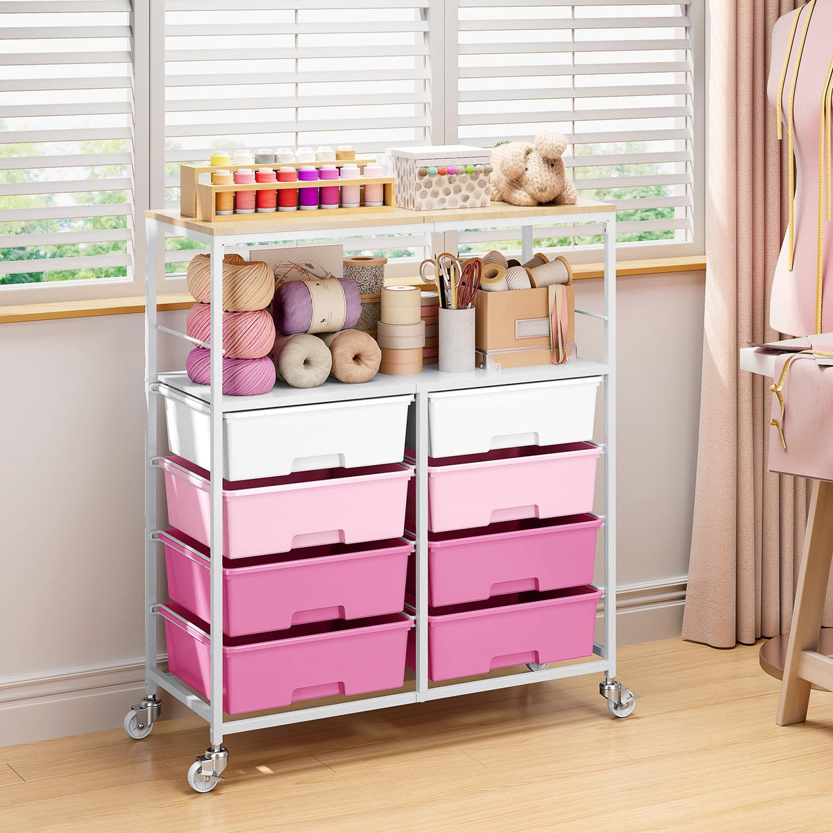 Rolling Storage Cart with 8 Drawers H4530