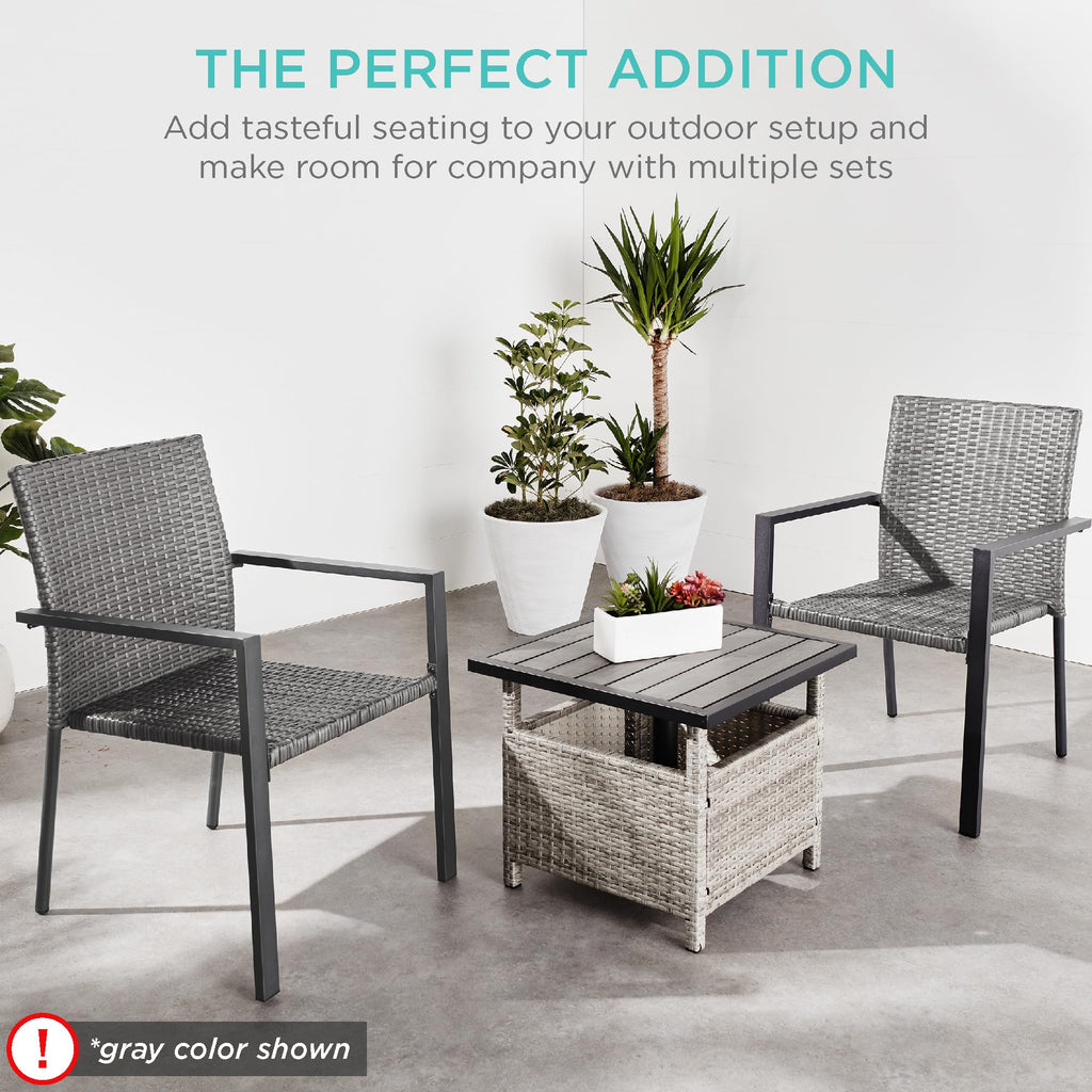 Set of 2 Stackable Outdoor Wicker Dining Chairs N494