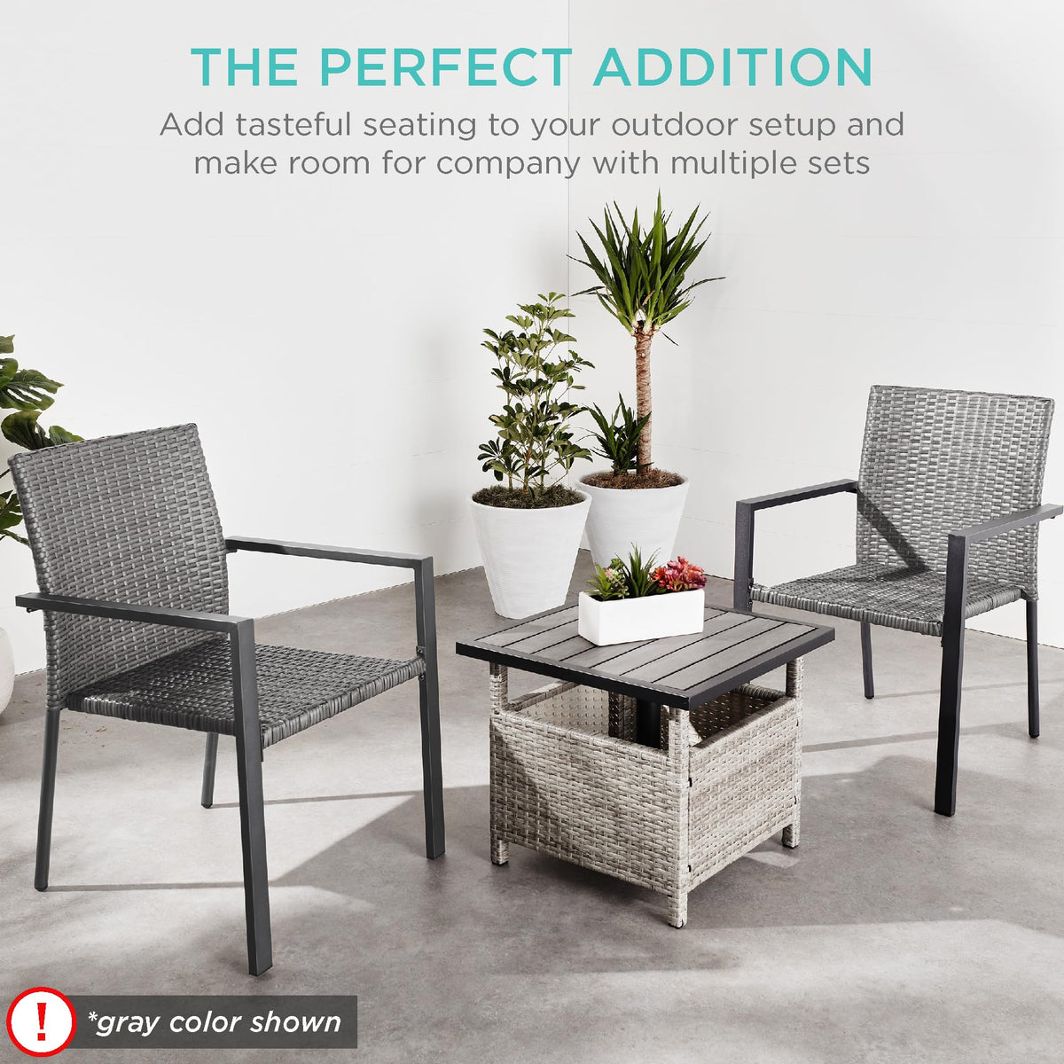 Set of 2 Stackable Outdoor Wicker Dining Chairs N494
