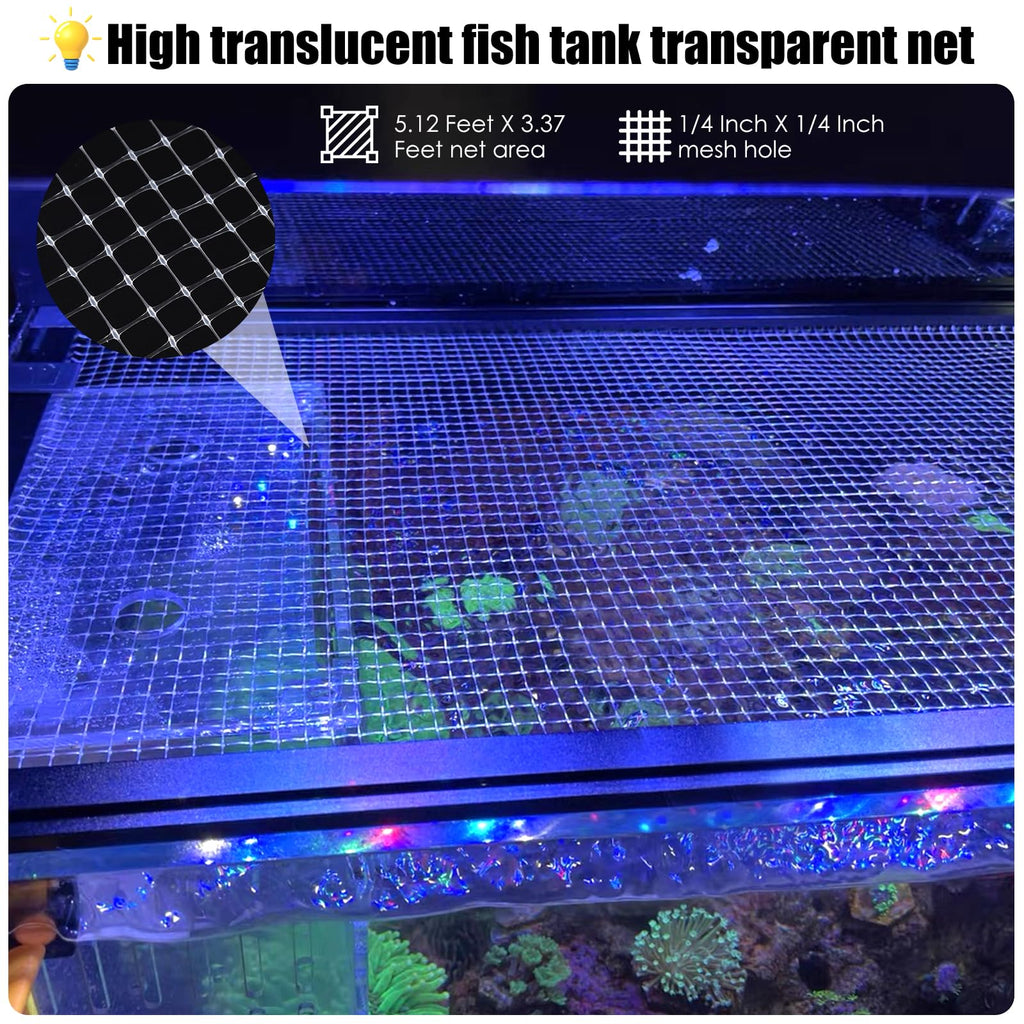 Transparent Mesh Aquarium Lid Cover 5.12 Feet X 3.37 Feet K526858