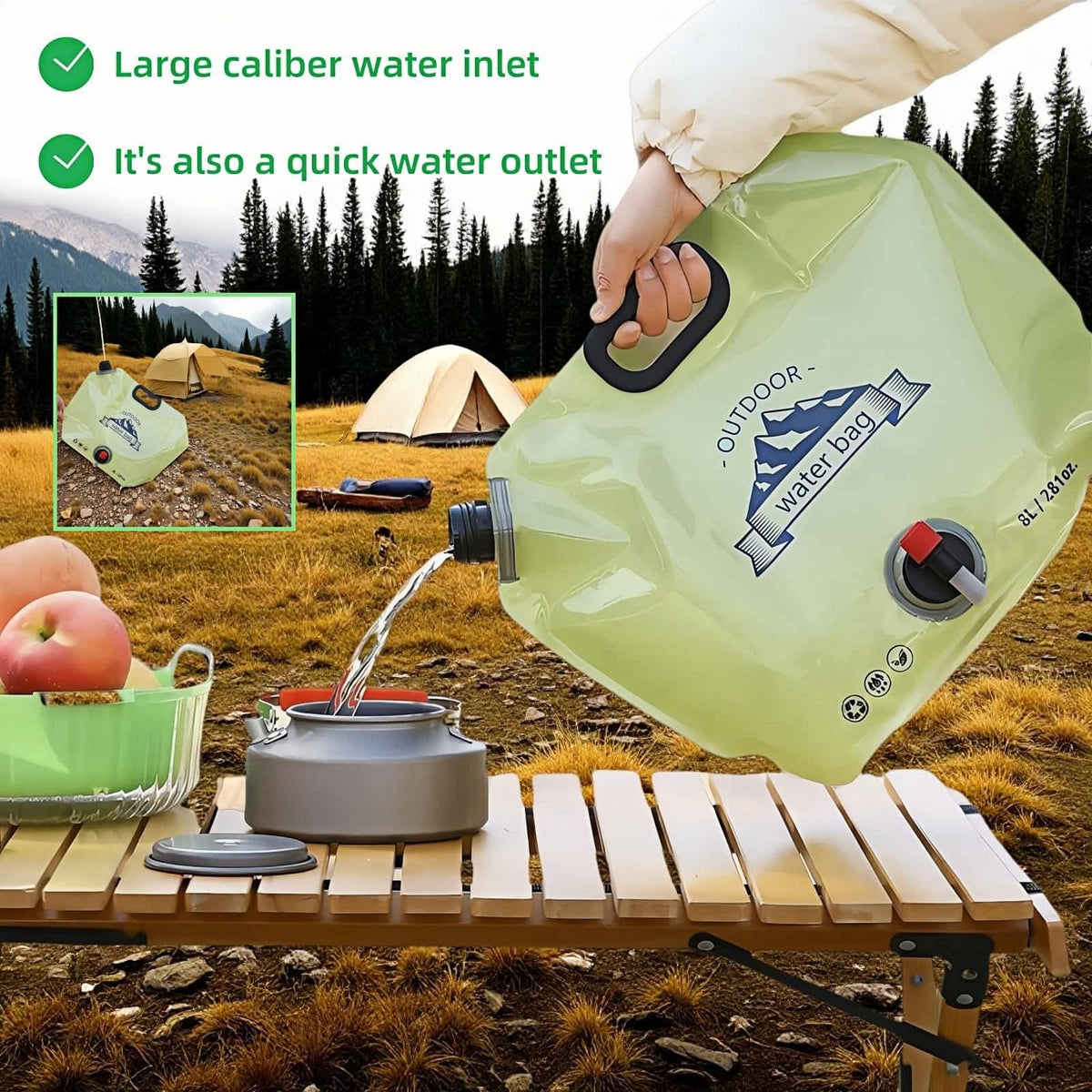 8L Collapsible BPA-Free Water Jug with Adjustable Faucet H10058