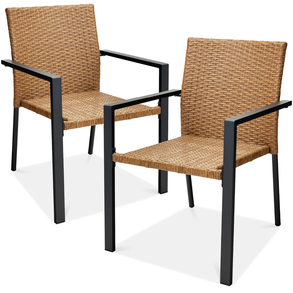 Set of 2 Stackable Outdoor Wicker Dining Chairs N494