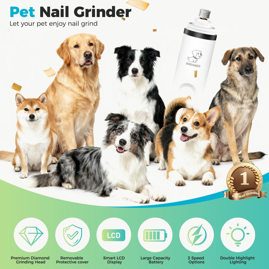 Silent Cordless Dog Nail Grinder with 3 Adjustable Speeds F7537