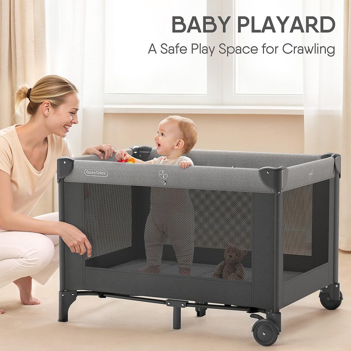 Grey Baby Bassinet Playard L57361
