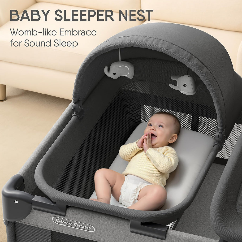 Grey Baby Bassinet Playard L57361