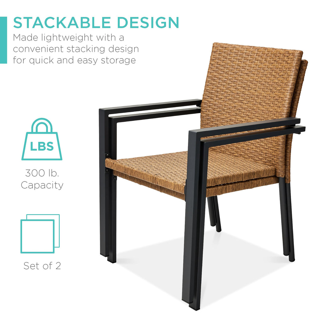 Set of 2 Stackable Outdoor Wicker Dining Chairs N494