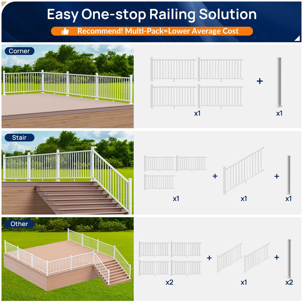 White Modular Stair Railing Kit S7643