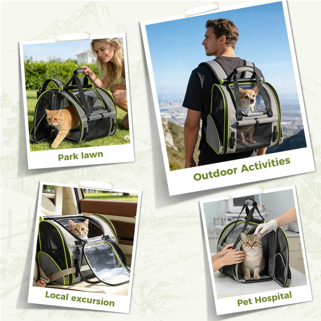 Expandable Cat Backpack Carrier for Cats and Small Dogs up to 18 lbs Grey O8031