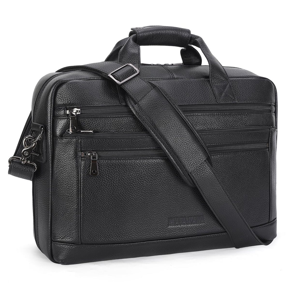 Black Leather 16 Inch Laptop Briefcase Bag R451208