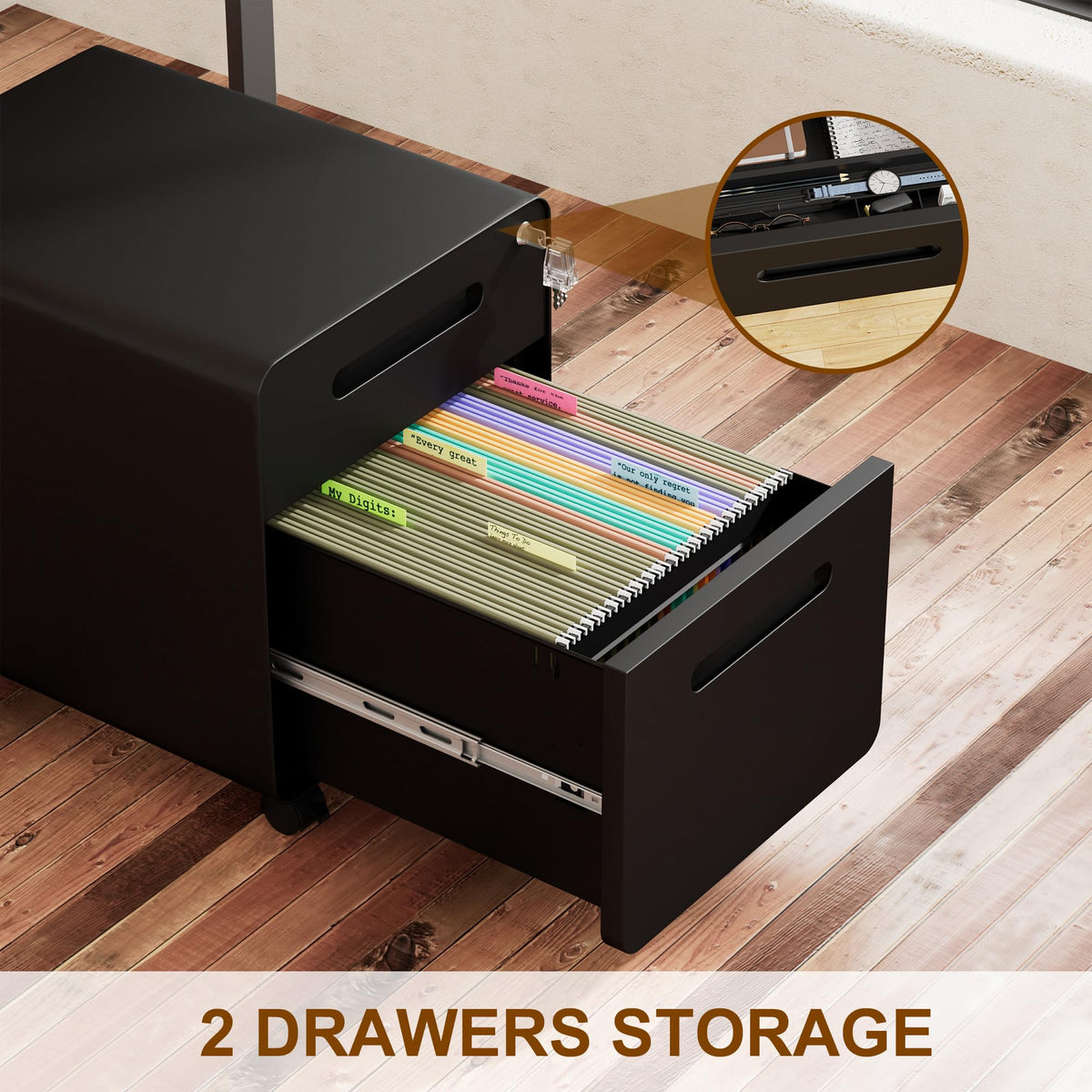 2 Drawer Mobile File Cabinet with Lock O92999