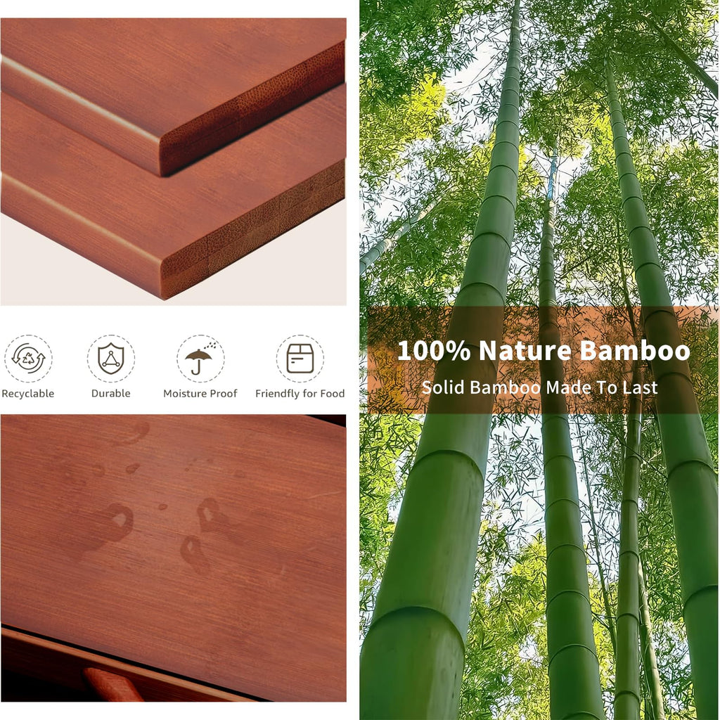 Large Double Layer Bamboo Bread Box with Clear Window G3101