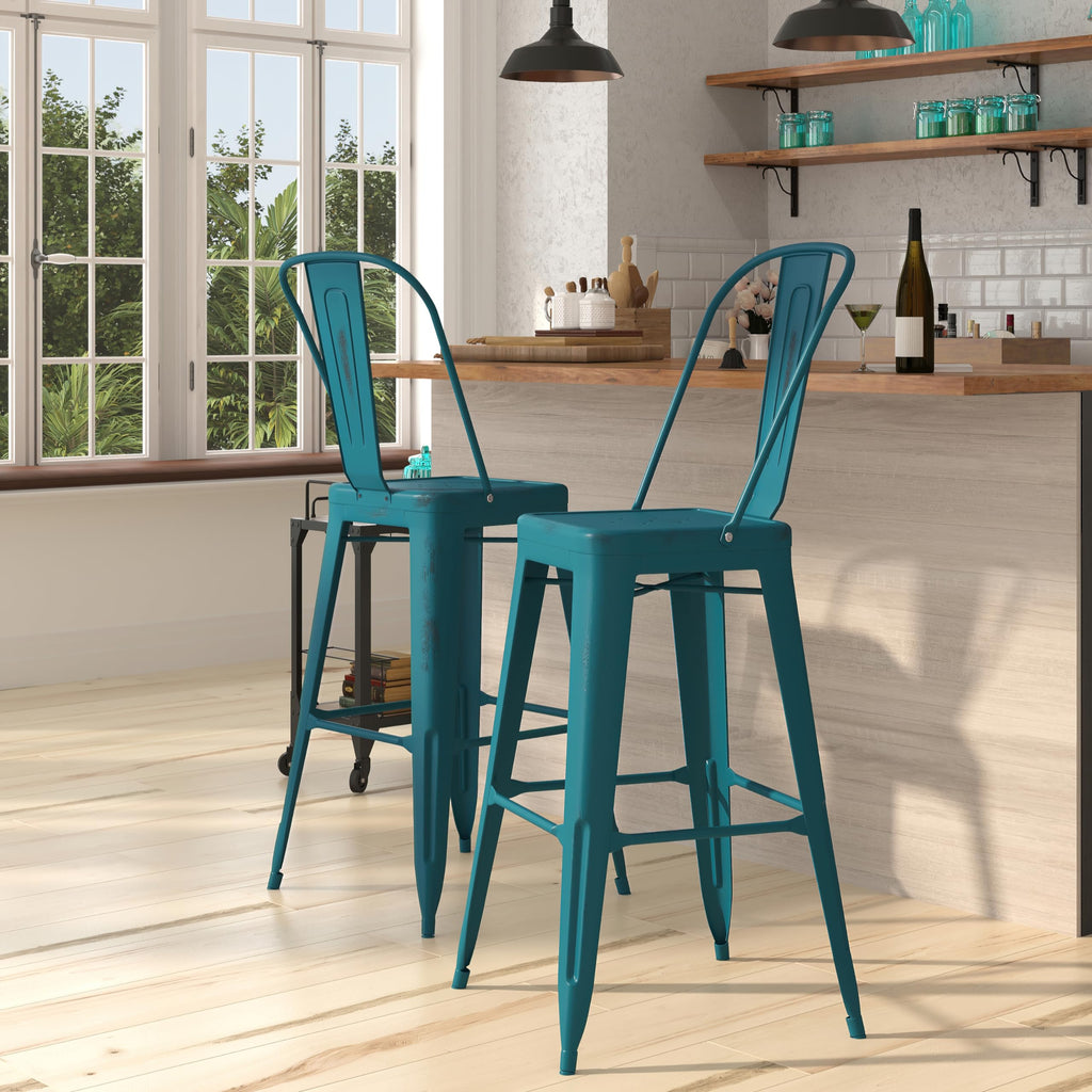 30" Metal Counter Stool with Footrest S55245