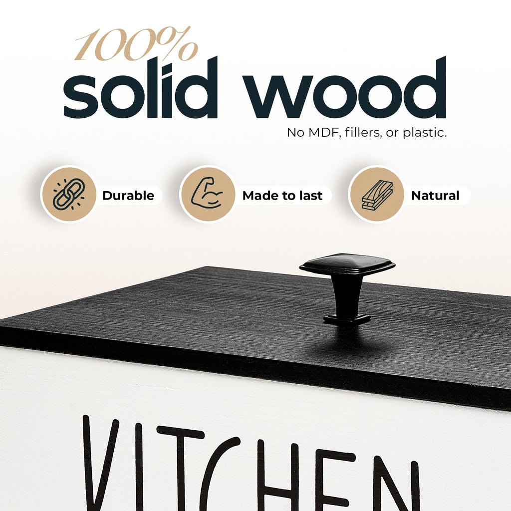 Solid Wood Kitchen Storage Bin with Lid I76935