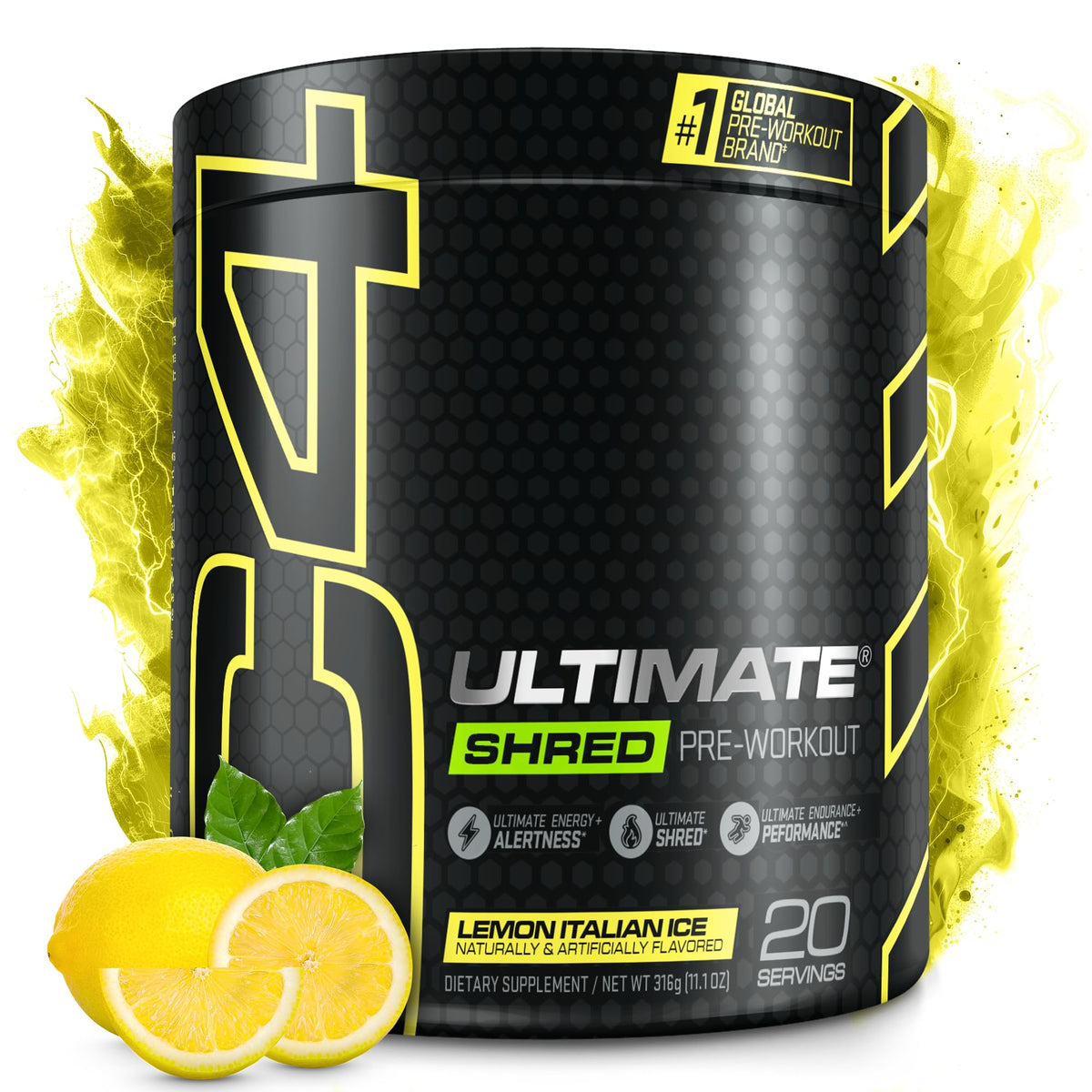 Pre Workout Powder Fat Burner Supplement With Ginger Root Extract 20 Servings K8062