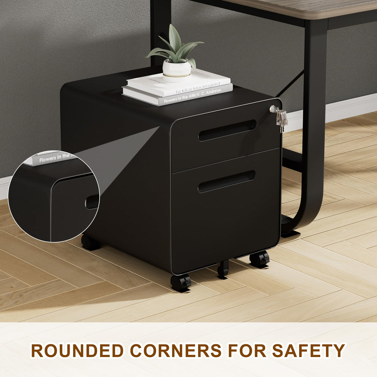 2 Drawer Mobile File Cabinet with Lock O92999