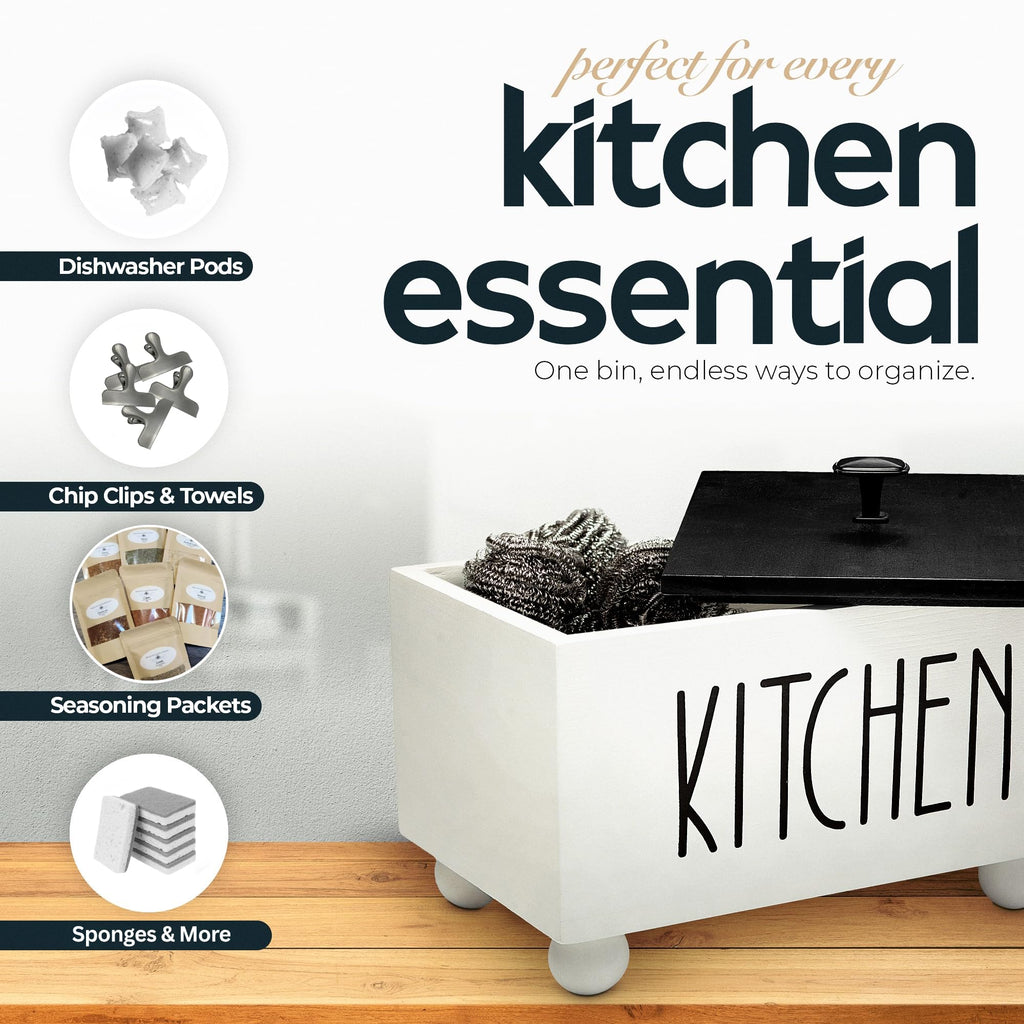 Solid Wood Kitchen Storage Bin with Lid I76935