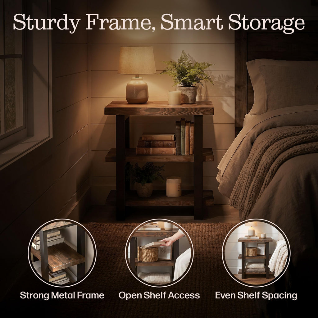 Solid Wood 3-Tier End Table C1034