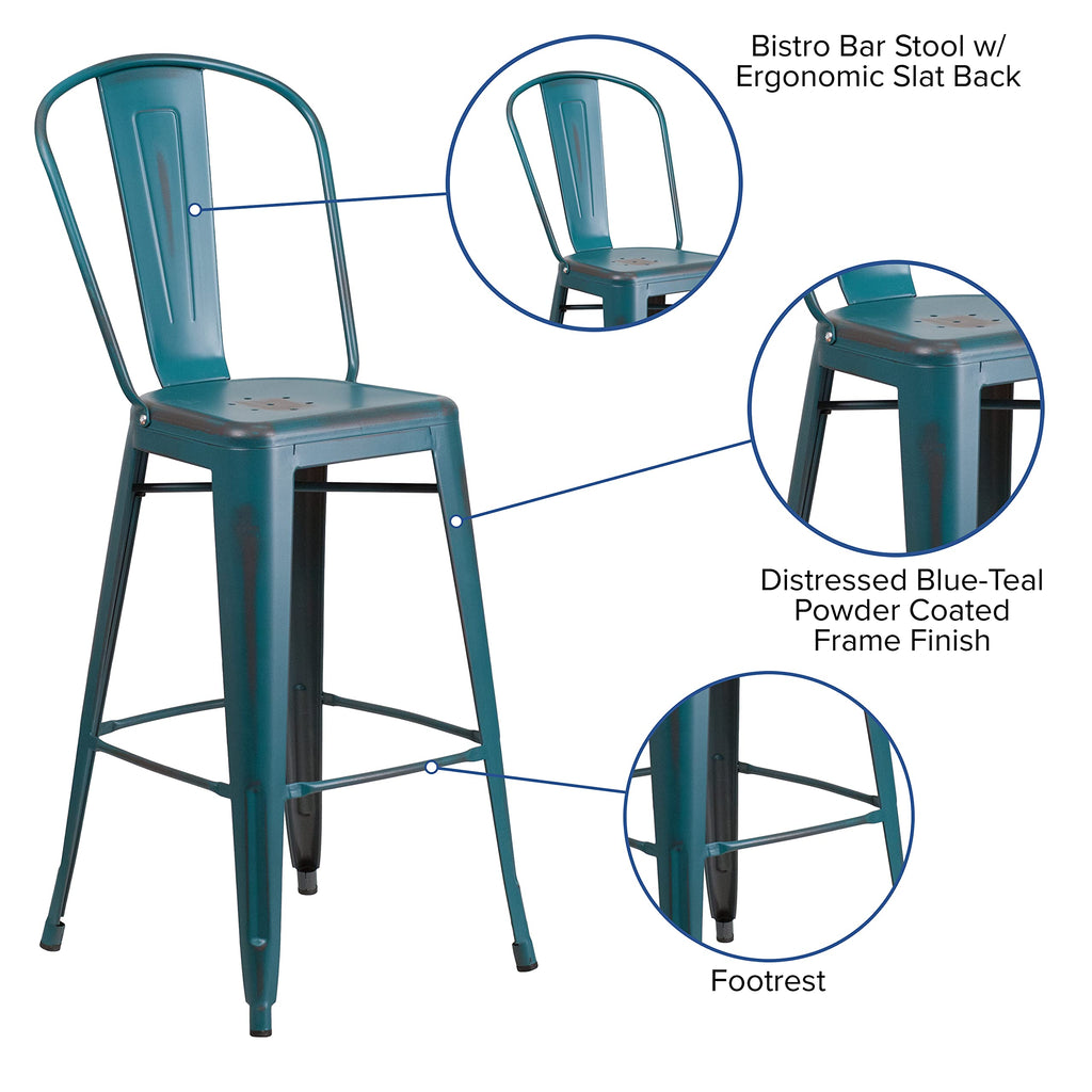 30" Metal Counter Stool with Footrest S55245