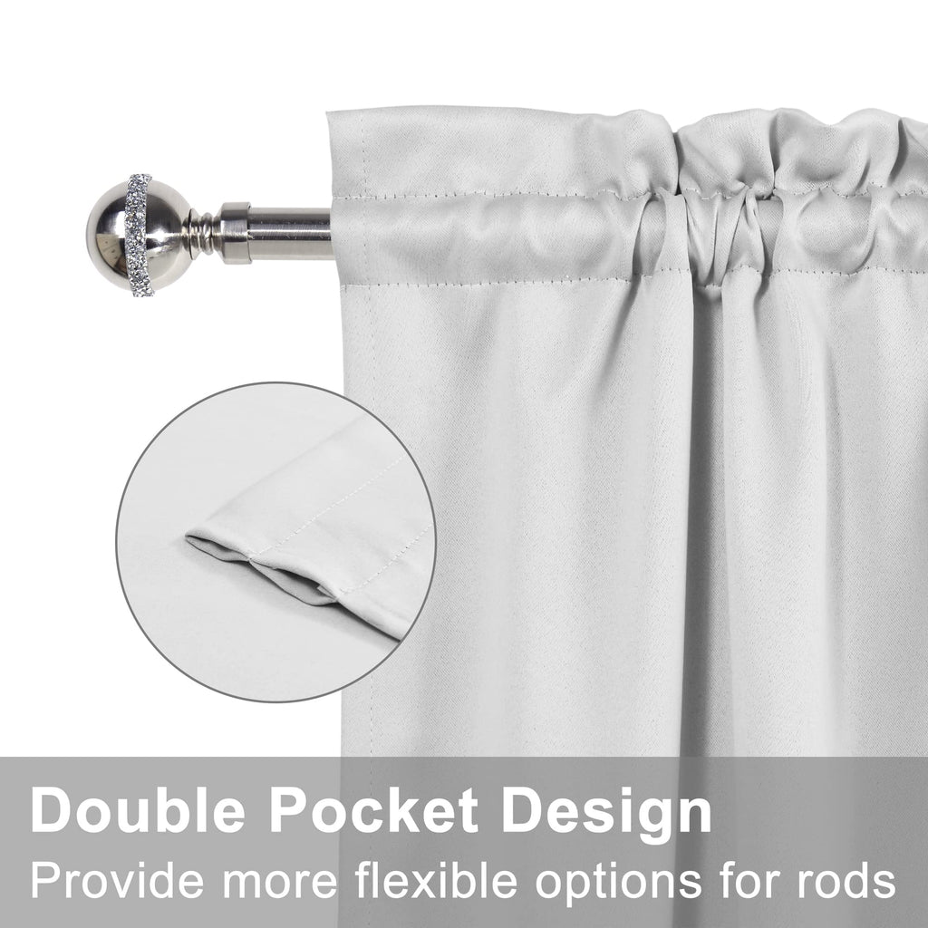 Door Curtains, Thermal and Room Darkening Curtains, Rod Pocket Blackout Curtains, 25 x 40 inches, Greyish White, 1 Panel L649
