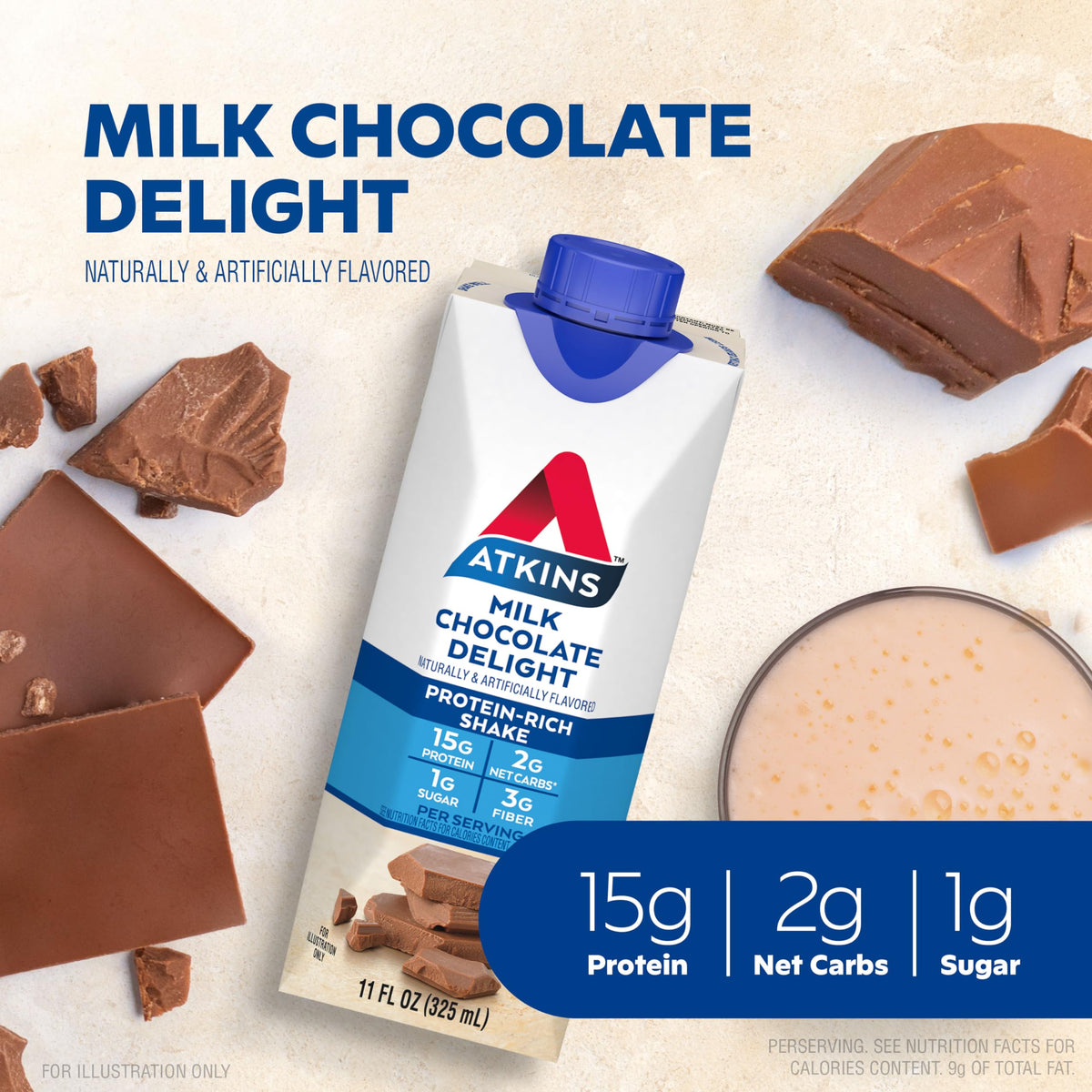 Milk Chocolate Vanilla Protein Shake, 15g Protein, 2g Net Carb D155162