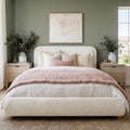 Queen Size Bed Frame with Headboard Beige L581232