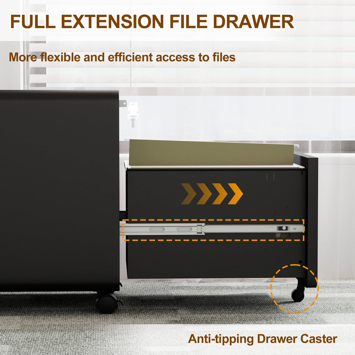 2 Drawer Mobile File Cabinet with Lock O92999