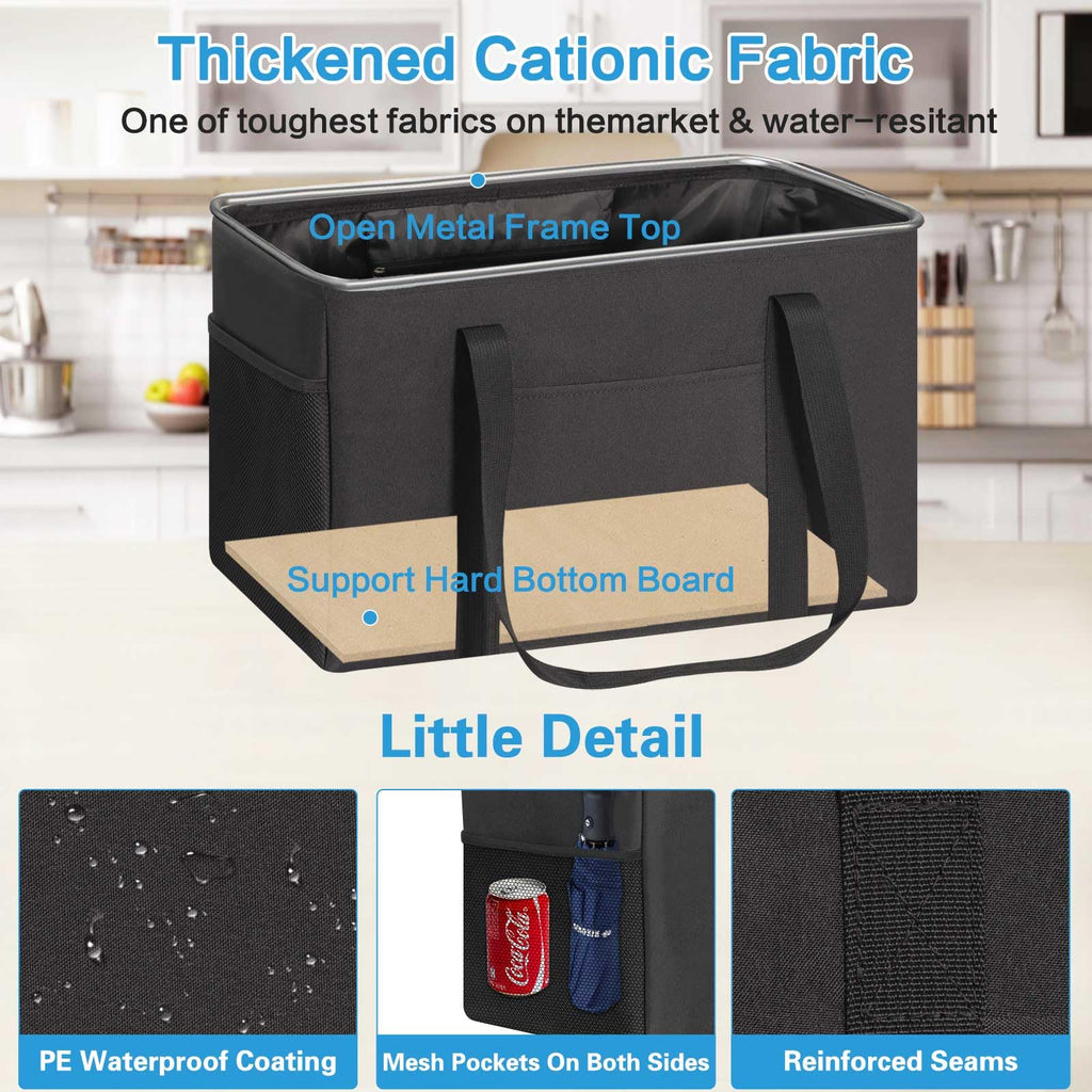 2 Pack Large Utility Tote Bag with Metal Wire Frame W862670