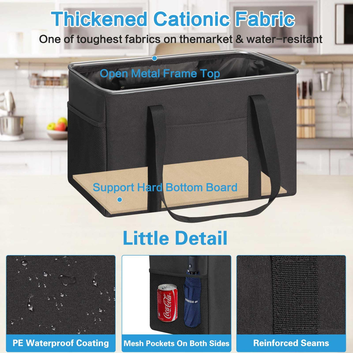 2 Pack Large Utility Tote Bag with Metal Wire Frame W862670
