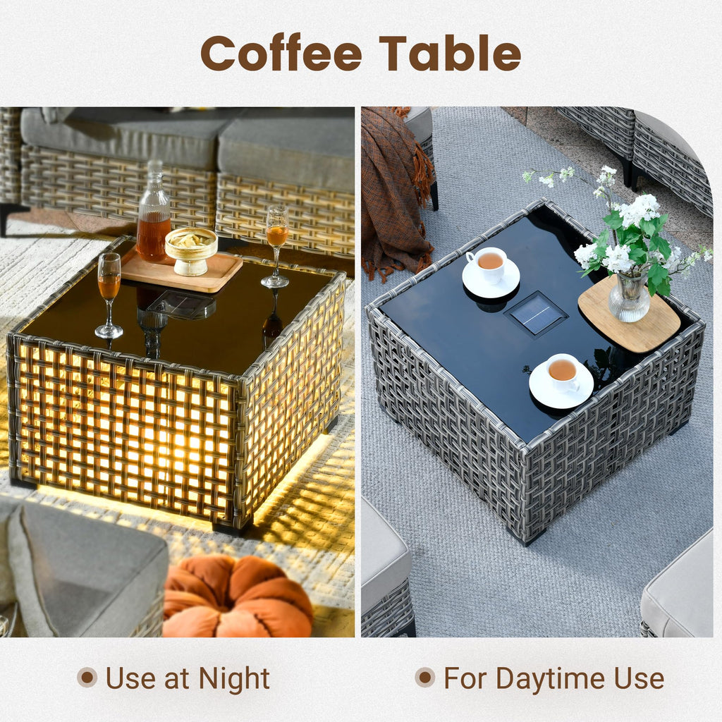 Navy Blue 8 Pieces Wicker Patio Furniture Set J91039