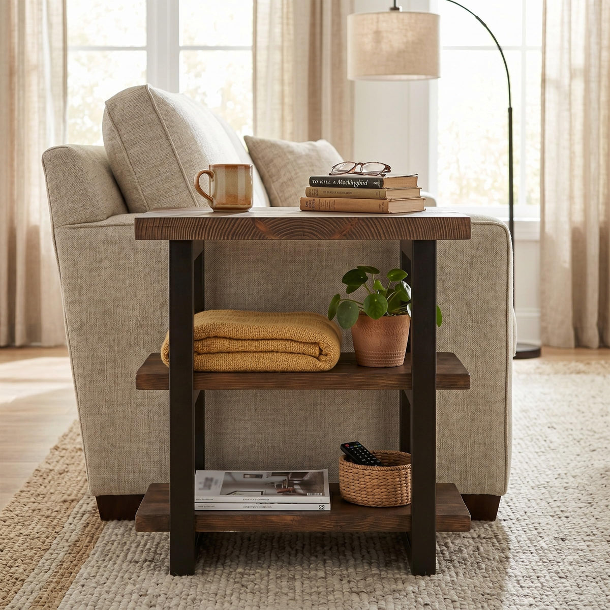 Solid Wood 3-Tier End Table C1034