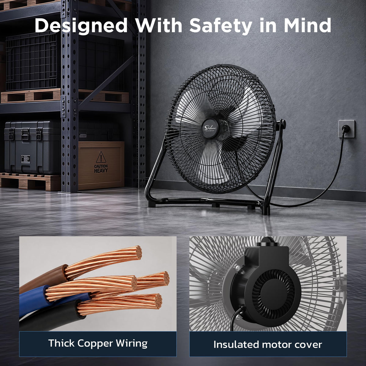 20 Inch 3-Speed High Velocity Metal Floor Fan N478