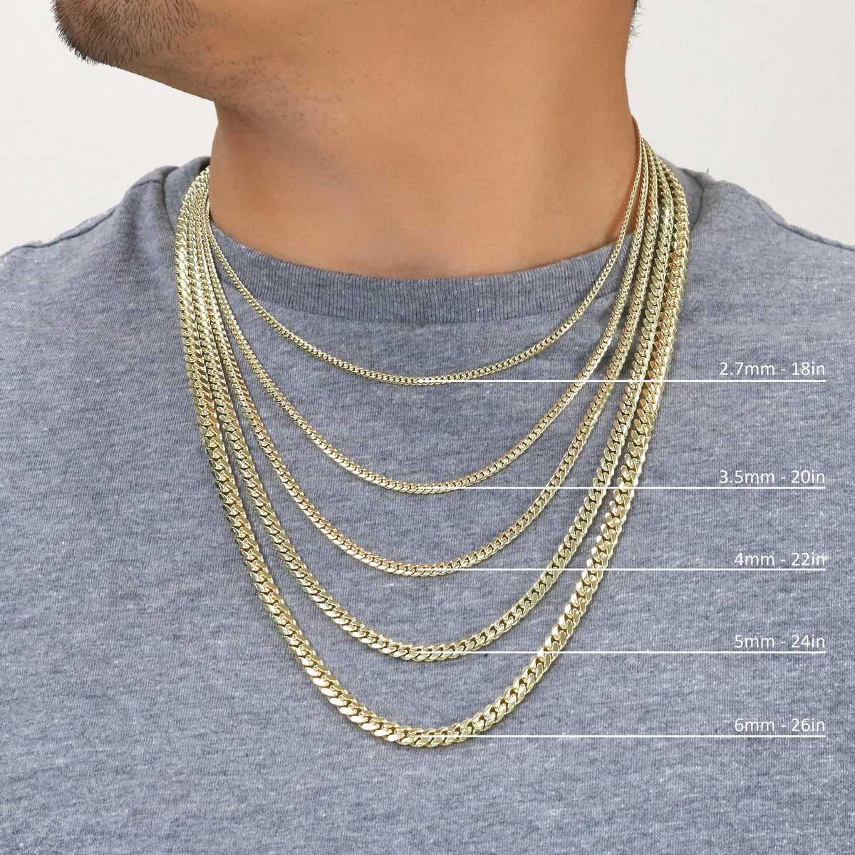 14K Yellow Gold Cuban Link Chain Necklace D463
